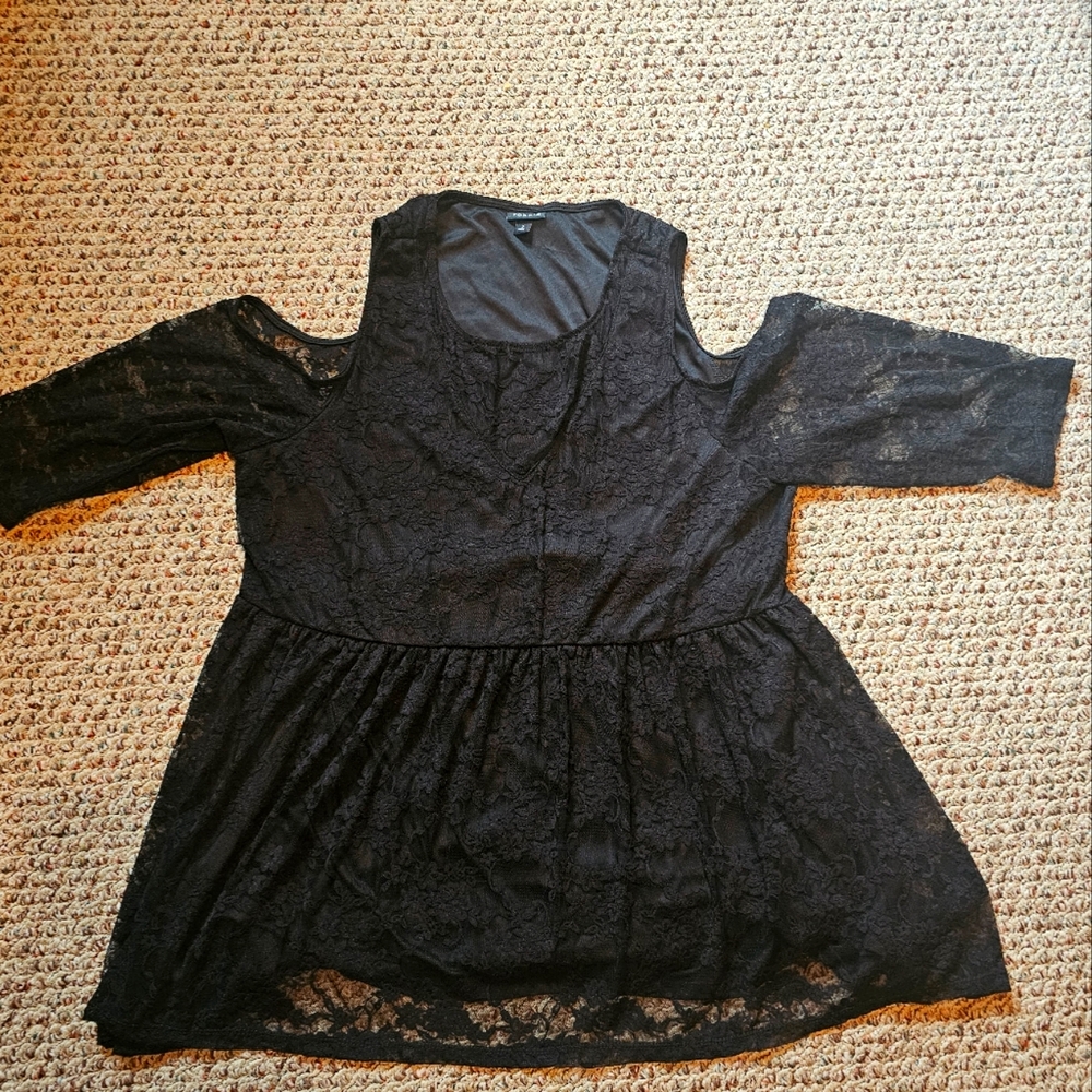 Torrid Black Lace Cold Shoulder Blouse